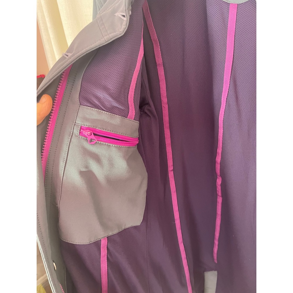 Title Nine Gray Softshell Coat Women's Small Lined Zip Pockets Gray Purple Warm - Picture 7 of 9